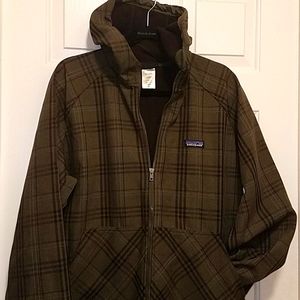 Patagonia Men's Plaid Zip Up Hooded Jacket LARGE